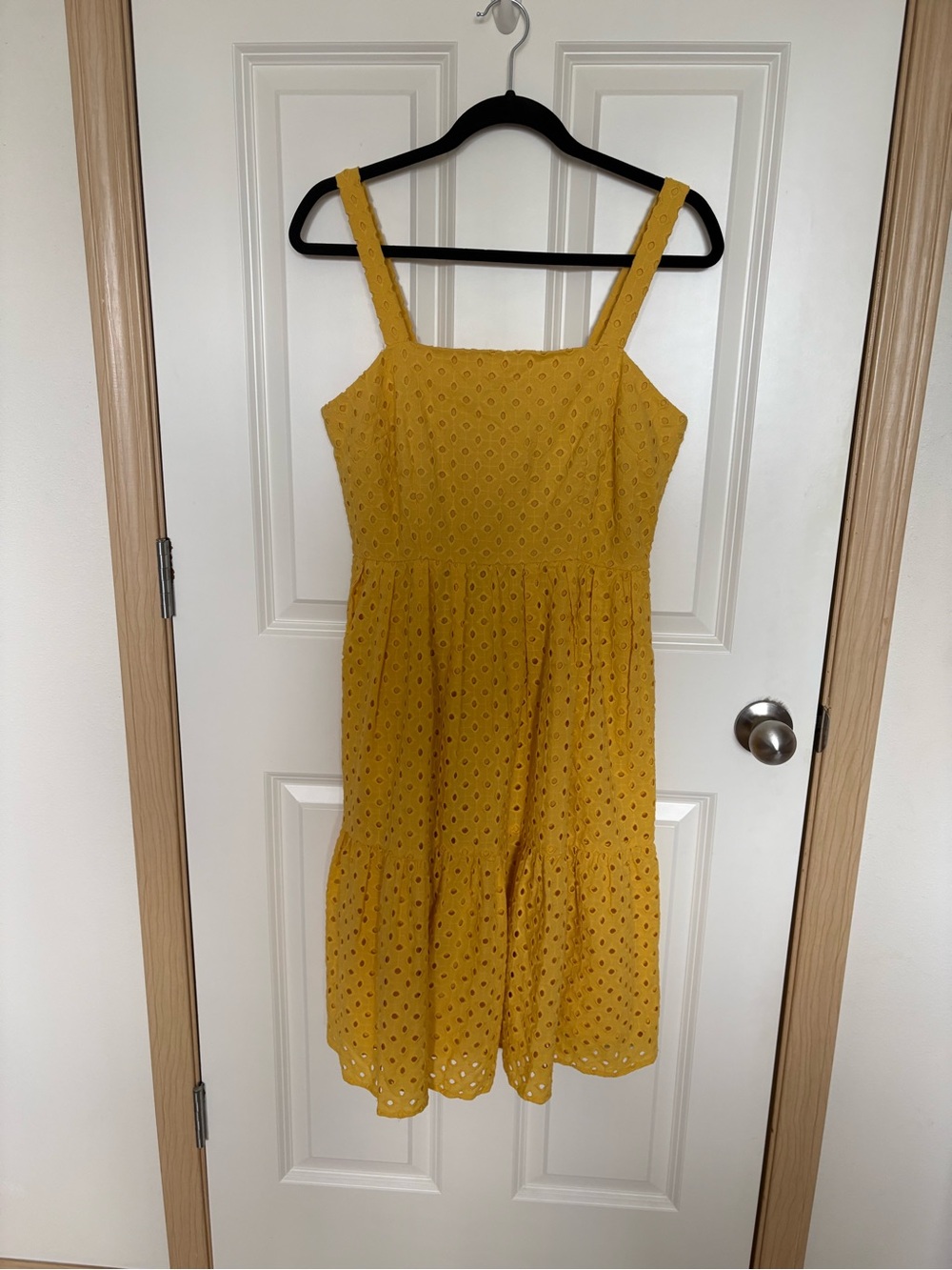 Vince Camuto Yellow Eyelet Midi Dress